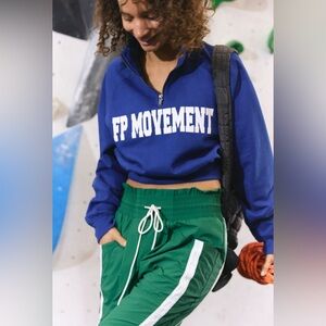 NWT Free People FP Movement For The Win Logo Half Zip